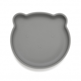 Πιάτο Σιλικόνης Με Βεντούζα Bear Pewter Green 16x17x3εκ. Petit Monkey PTM-SP2
