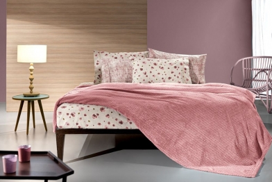Κουβέρτα Microfiber Velour Μονή Rombus Coral 160x220εκ. Guy Laroche