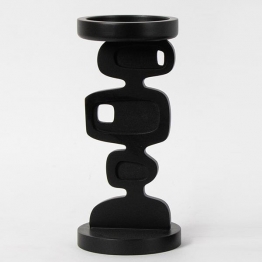 Κηροπήγιο Μεταλλικό-Ξύλινο Μαύρο 12x26εκ. ESTHETI 819-00163