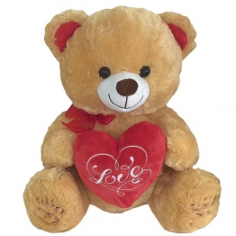 Αρκουδάκι Λούτρινο Μπεζ Με Καρδιά 30εκ. Toy Markt 79-499