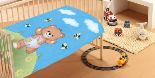 Κουβέρτα Κούνιας Βελουτέ 110x140εκ. Teddy Bear 01 Sky blue DimCol