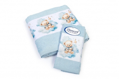 Σετ Πετσέτες 2τμχ Μπεμπέ Βαμβακερές Cute Bear 301 Sky Blue DimCol