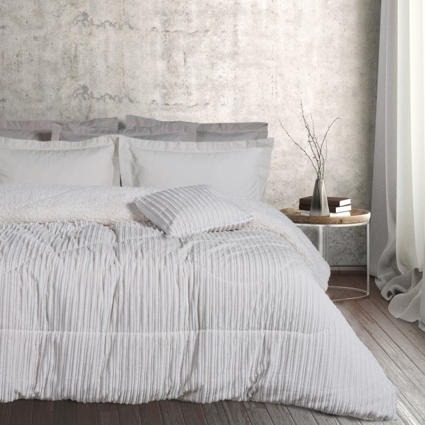 Κουβερτοπάπλωμα Fleece-Sherpa Μονό 160x220εκ. Blankets 1178 Dusty Ιβουάρ Das Home