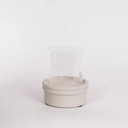 Κηροπήγιο Κεραμικό-Γυάλινο Μπεζ-Διάφανο 13,5x13,5x15εκ. ESTHETI 819-00517