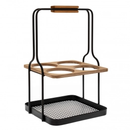 Μπουκαλοθήκη 4 Θέσεων Μεταλλική-Ξύλινη Μαύρη 25,5x24x40εκ. iliadis 88189