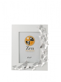 Κορνίζα Polyester Λευκή-Ασημί Πεταλούδες 13x18εκ. Zen Collection 25.2.50714