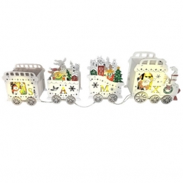 Χριστουγεννιάτικο Ξύλινο Τρένο 3d Με 4Led Μπαταρίας 42x7,5x12,5εκ. Xmas 93-3517
