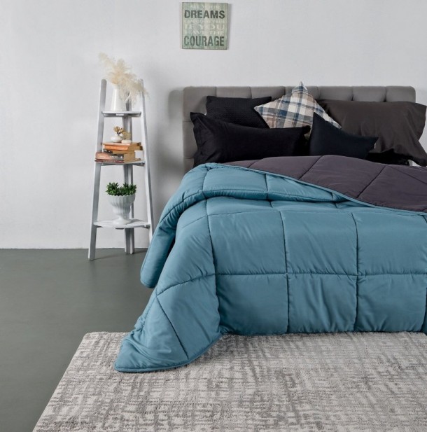 Πάπλωμα 2 Όψεων Microfiber Μονό 160x240εκ. Soft Touch Zermatt Petrol-Anthracite SB HOME