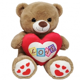 Αρκουδάκι Λούτρινο Καφέ Με Καρδιά Δίχρωμη 30εκ. Toy Markt 79-503