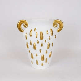 Βάζο Κεραμικό Λευκό-Χρυσό 33,5x15,2x37,5εκ. ESTHETI 819-00366