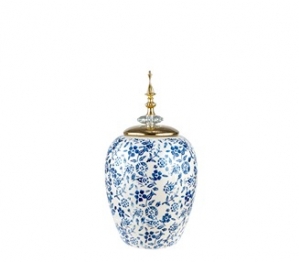 Βάζο Κεραμικό Με Καπάκι Χρυσό-Μπλε 17,5x32,5εκ. Zen Collection 24.12.50662