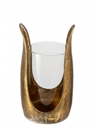 Κηροπήγιο Μεταλλικό Χρυσό Με Γυαλί 16x15,5x27,5εκ. Zen Collection 25.55.52293