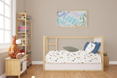 Σετ Σεντόνια 3τμχ Βαμβακερά Κούνιας 120x160εκ. Village 579 White-Green DimCol