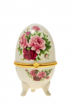 Διακοσμητικό Επιτραπέζιο Αυγό Πορσελάνης Λευκό-Ροζ-Χρυσό 6x10εκ. Zen Collection 22.46.48073