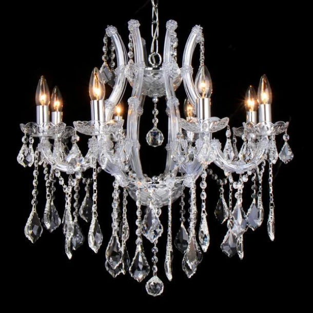 Πολυέλαιος Οροφής Με 8 Λάμπες Με Κρύσταλλα Διάφανα 63x56εκ. ESTHETI 757-12040