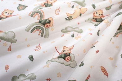 Πάνα Χασέ Βαμβακερή 80x80εκ. Cloudy Bear 581 White-Olive DimCol