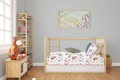 Σεντόνι Μεμονωμένο Βαμβακερό Με Λάστιχο Κούνιας 70x140+15εκ. Dinosaur 519 White-Blue Dimcol