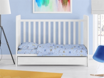 Σετ Σεντόνια 3τμχ Βαμβακερά Κούνιας 120x160εκ. Sweet Dreams 551 Sky Blue Dimcol
