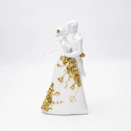 Διακοσμητικό Επιτραπέζιο Ζευγάρι Polyresin Λευκό-Χρυσό 11,2x5x20εκ. ESTHETI 819-00908