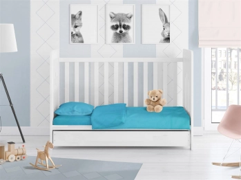 Πάπλωμα Βαμβακερό Κούνιας Μονόχρωμο 120x160εκ. Solid 493 Turquoise DimCol