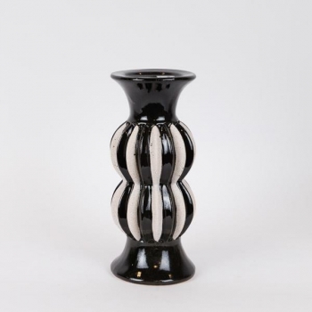 Κηροπήγιο Κεραμικό Μαύρο-Λευκό 11,8x28εκ. ESTHETI 752-25059