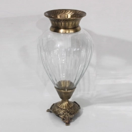 Βάζο Γυάλινο-Μεταλλικό Αντικέ Χρυσό-Διάφανο 17x33εκ. ESTHETI 819-00421