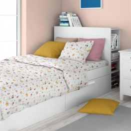 Σετ Σεντόνια 2τμχ Βαμβακερά Μονά 160x240εκ. Forest Animals 571 White-Pink Dimcol