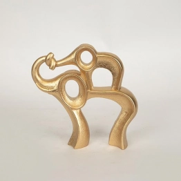 Διακοσμητικό Επιτραπέζιο Ελέφαντες Polyresin Χρυσό 19,5x6,4x19,2εκ. ESTHETI 752-11600