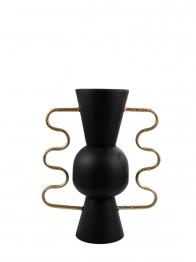 Βάζο Με Χερούλια Μεταλλικό Μαύρο-Χρυσό 30x15x40εκ. Zen Collection 25.17.51548