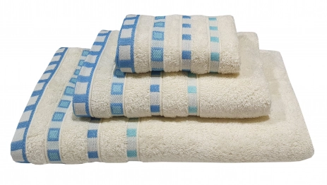 Πετσέτα Βαμβακερή Ζακάρ Χεριών 30x50εκ. Cream-Tyrqoise Komvos Home 7000011-10