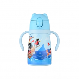 Θερμός Παιδικό Ανοξείδωτος Με Καλαμάκι 300ml-7,3x13x16,5εκ. Treasure Quest Save The Aegean Bubble Bottle Estia 01-33200