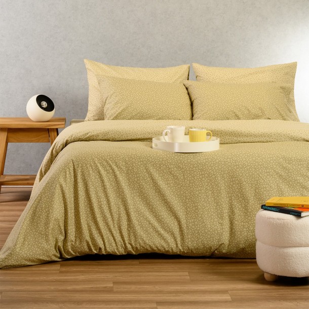 Σετ Σεντόνια Βαμβακερά Υπέρδιπλα 235x270εκ. Samuele Olive-Beige Ultra Line Melinen 20005472