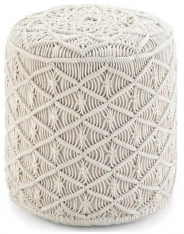 Πουφ Macrame Βαμβακερό 40x40x40εκ. Natural Komvos Home