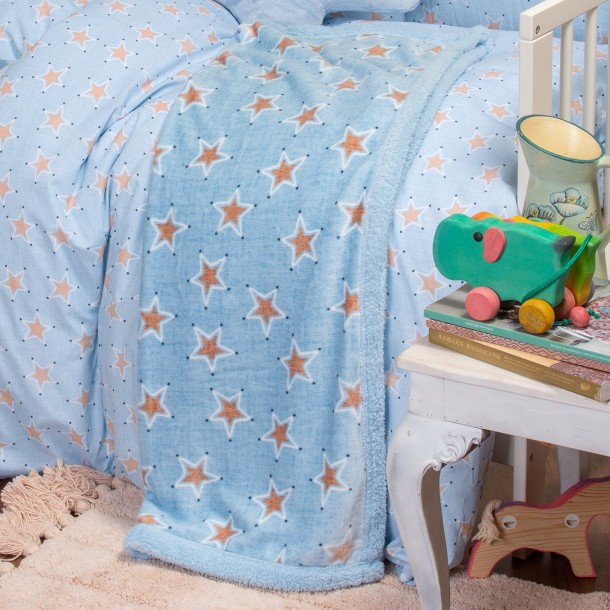 Κουβέρτα Flannel-Sherpa Γούνα Κούνιας 105x160εκ. Mini Stars Sky Baby Line Melinen 2000049002