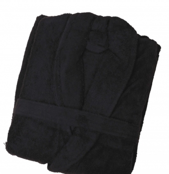 Μπουρνούζι Ενηλίκων Με Γιακά Βαμβακερό Large Daily Black Sb home