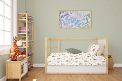 Σετ Σεντόνια 3τμχ Βαμβακερά Κούνιας 120x160εκ. Cloudy Bear 581 White-Olive DimCol