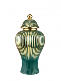Βάζο Κεραμικό Με Καπάκι Πράσινο-Χρυσό 17,5x35εκ. Zen Collection 24.12.50667
