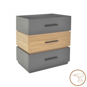 Κομοδίνο Sonlen pakoworld mdf σε sonoma-ανθρακί απόχρωση 60x40x66εκ