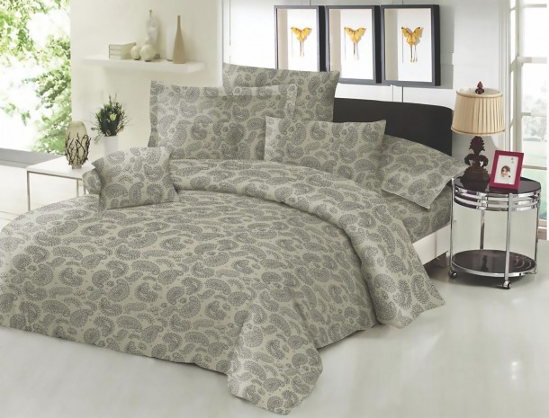 Σετ Σεντόνια Polycotton Υπέρδιπλα Με Λάστιχο 170x200+22εκ. Εμπριμέ Lahor Beige Komvos Home 7045413-77F