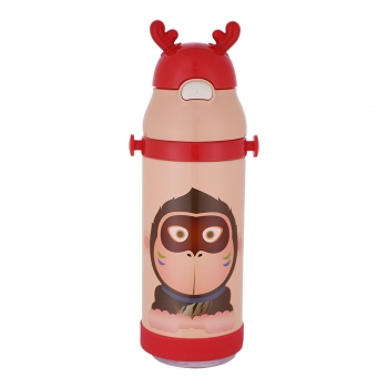 Θερμός Ανοξείδωτος Με Καλαμάκι Gorilla Red Animals Estia 350ml 01-10966