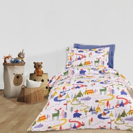 Κουβερλί Microfiber Μονό 160x240εκ. Kid Line 4927 Μπλε-Πράσινο-Λευκό Das Kids