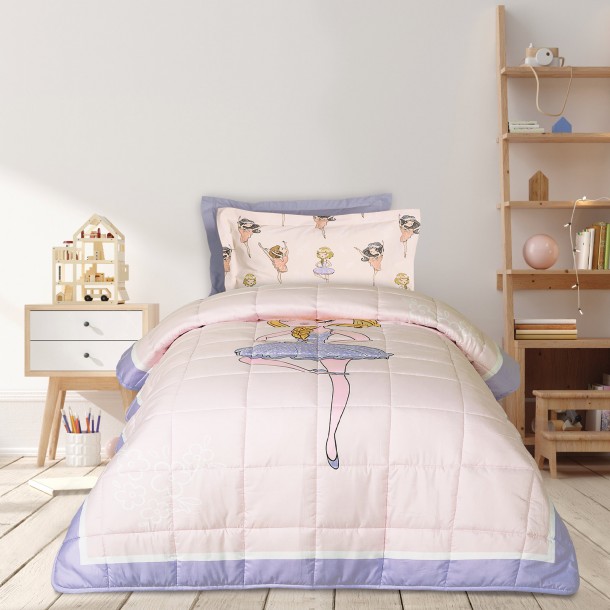 Πάπλωμα 2 Όψεων Microfiber Μονό 160x220εκ. Λιλά-Ροζ 4913 Das Kids