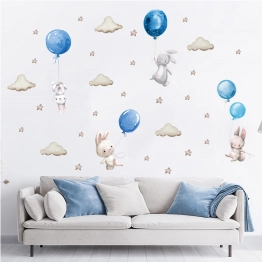 Αυτοκόλλητα Τοίχου Bunny Balloons Blue 76x115εκ. Sipo SIP-WS63027