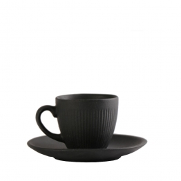 Φλυτζάνι Με Πιατάκι Espresso Χειροποίητο Stoneware Black Mat Gobi ESPIEL 80ml-12x6,5εκ. OW2043K6