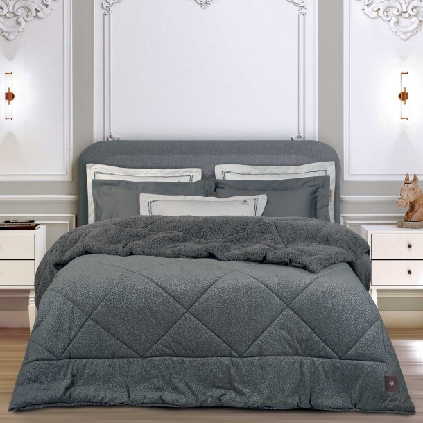 Κουβερτοπάπλωμα Κοτλέ-Sherpa King 240x250εκ. Essential 4435 Grey Greenwich Polo Club