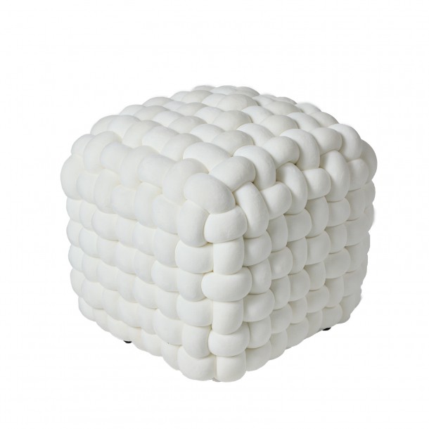 Πουφ Βελούδινο 43x43x40εκ. Deco 2275 Λευκό Das Home