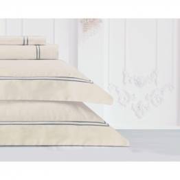 Σετ Σεντόνια Βαμβακοσατέν King 260x270εκ. Bar 12 Beige-Ecru Makis Tselios