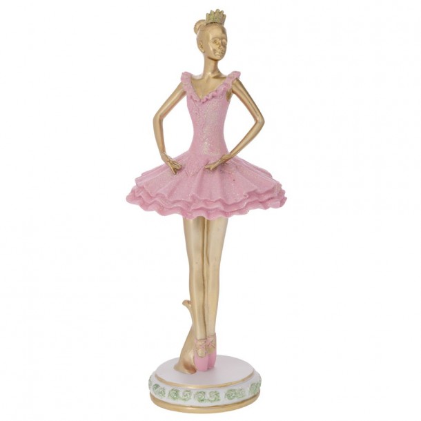 Διακοσμητική Επιτραπέζια Μπαλαρίνα Polyresin Χρυσή-Ροζ iliadis 15x15x37εκ. 91747