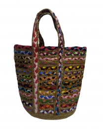 Τσάντα Θαλάσσης Jute-Βαμβακερή Multicolor 40x50εκ. Design 1 Komvos Home 7012163-1