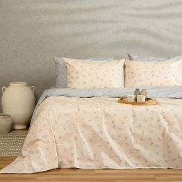 Παπλωματοθήκη 2 Όψεων Βαμβακερή Μονή 165x245εκ. Amour Blue-Beige Ultra Line Melinen 20004584